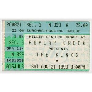 Vintage 1993 Kinks Aimee Mann Concert Ticket Stub Hoffman Estates IL